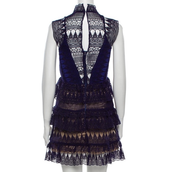 Self-Portrait Teardrop Guipure Lace Dress Blue 2 - Picture 5 of 10